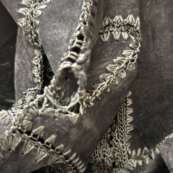 Red Fashion vintage suede  and crochet vest Scully Black Suede Leather Crochet L - Picture 11 of 11